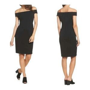 ELIZA J BLACK OFF THE SHOULDER SHEATH DRESS SIZE 8 NWOT